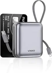 Power Bank Portable Charger: 10000mAh 22.5W Fast Charging Mini Power Bank Built-in L ightning & USB C Cable - LED Display Travel Essential Battery Pack Compatible with iPhone,Samsung,Android(Gray)