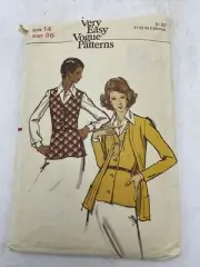 Vogue 8448 Sewing Pattern Womens 1970s Jacket Blazer Vest Semi-Fitted SZ 14