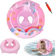 Baby Swimming Float Seat, Inflatable Toddler Pool Swimming Ring with Double Handle and Pump, Unicorn Water Waist Float Toy for Age 1-4 Year Old Baby Toddlers Summer