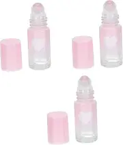 COMNESTBI 3pcs Heart Gradient Glass Roller Bottles Reusable Essential Oil Perfume Sub Bottles with Detachable Balls for Daily Beauty and Gifting