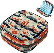 Period Bag,Sanitary Napkin Storage Bag,Whales Rudder Anchor Ship,Tampon Bag for Purse