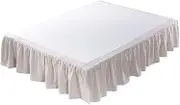 Meadow Park Washed French Linen Bed Skirt, Dust Ruffl, Cal King Size 72" W x 84" L, Drop 16", Super Soft, Ruffle Style, Natural Color
