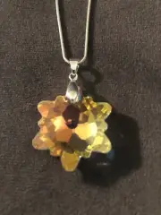Handmade Glass Crystal Star Pendant On Silver Snake Chain Necklace