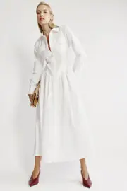agatha fitted shirt dress in orchid wht