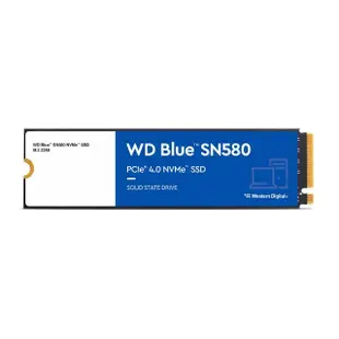 【WD 威騰】藍標 SN580 250GB M.2 PCIe 4.0 NVMe SSD(讀：4000MB/s 寫：2000MB/s)