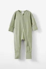 [Cotton On Kids] Cotton On Kids - The Long Sleeve Zip Romper - Deep sage/dinos NEWBRN DEEP SAGE/DINOS