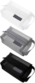3 Pcs Square Mesh Storage Bag, Portable Mesh Cosmetic Bags Toiletry Bag with Zipper Small Coin Purse Pouch for Offices Travel