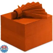 Linen-Feel Colored Paper Napkins - Decortive Cloth-Like ORANGE Luncheon Napki