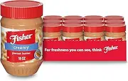 FISHER Snack Creamy Peanut Butter, 18 oz Jar (Pack of 12)