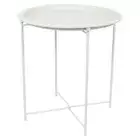 1x Matt White Round Steel Tray Table Living Room Sofa Side End Coffee Tables