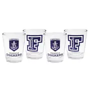 Fremantle Dockers Freo AFL Spirit Shot Glasses Glass Bar Set 4 Man Cave GIFT