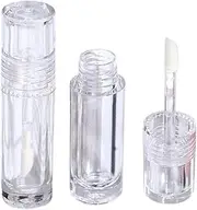 AIMALL 10pcs 3.5ml Round Lip Gloss Tubes, Transparent Small Capacity Lip Glaze Empty Containers, Cosmetic Sub-Packaging Tube with Applicator Wand