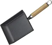Cast Iron Skillet Picnic Cookware Egg Steak Frying Pan Barbecue Pan Non-Stick Heat Distributing Wooden Cooking