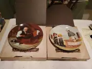 Edwin M Knowles Fine China Set Of 2 Fish Story Grandpa's Gift Plates 1983 COA