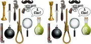 Beistle 22 Piece Murder Mystery Photo Fun Signs, Crime Scene Cutouts for Halloween Photo Booth, Detective & Sherlock Homes Party Decorations 7"- 20.75"