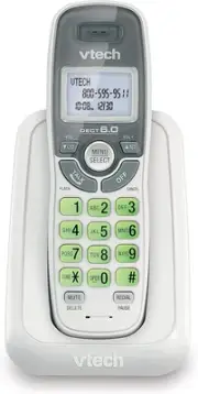 VTech CS6114 DECT 6.0 Cordless Phone with Caller ID/Call Waiting, White/Grey wit