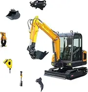 Mini Excavator - 0.8 Ton Hydraulic Ride-On Crawler Digger with Bucket Attachments Versatile Loader for Digging, Drilling, Bulldozing in Gardens, Farms, Parks & Roads