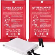 Fire Extinguishing Blanket 2 Pack - Fiberglass Emergency Home Retardant 39"x39"