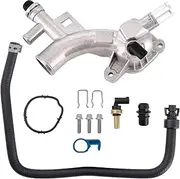 Engine Coolant Housing Water Outlet Aluminum with Hose - Repalcement for Chevy Cruze, Sonic, Trax and Buick Encore 1.4L - Replaces 25193922, 13251447 and More