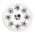 12" Marble corner side Table Top semi precious stones Inlay Work