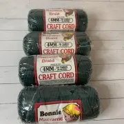 Pepperell Bonnie Macrame Braid Cord Forest Green 4mm 50 Yards Four Rolls Sealed