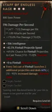 DIABLO 4 SEASON 6 4GA ✴️✴️✴️✴️ Staff Of Endless Rage SC PC PS XBOX