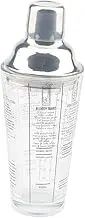OFFSCH Glass Cocktail Shaker with Scale Pattern and Stainless Steel Cover Bar Tool for Home Mixologists and DIY Drinks Preparation