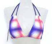 Rip Curl Junior Medium Violet Purple Plaid Halter Bikini Swimsuit TOP $48 NWT M