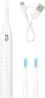 Electric Toothbrush for Adults,USB Rechargeable Smart Automatic Power Toothbrushes with 5 Mode & 2 Brush Heads，2-Min Smart Timer /522 (Size : White)