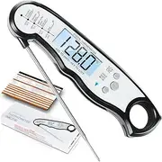 Instant Read Meat Thermometer for Cooking, Fast & Precise Digital Food Thermometer with Backlight, Magnet, Calibration, and Foldable Probe for Deep Fry, BBQ, Grill, and Roast Turkey