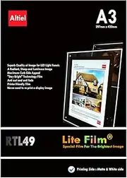 RTL49 - A3 x 50 Sheets of Back Lite Film for Any Inkjet & Laser Printers or Laser Copiers. Back lit Paper Sheet for LED Pocket Displays or LED Lightboxes. Backlit Film for LED Window Displays.