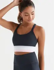 Womens New Lilybod Baseline Sports Bra Size S Navy, Cloud, Pink & White