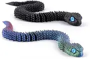 3D Printed Animal Snake,2Pcs 3D Printed Snake Toy Set,3D Printed Simulate Snake Animal Articulated Flexible Snake Funny Fidget Toys Home Class Prize Christmas Party Favors（Black+Cool Gradient）