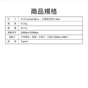 Mini-U8 4G行動WiFi分享器 4G Lte 插卡 即插即用 Type-C接頭 8終端連接 快速上網