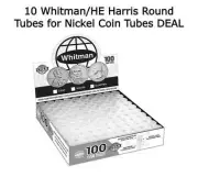 10 Crystal Clear Round Tubes For Nickel Coins Safe Storage Whitman / Harris New