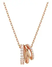 [Swarovski] Mixed Cuts Rose Gold-Tone Plated Hyperbola Pendant in White