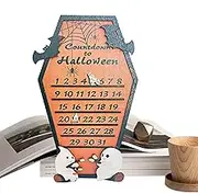 Halloween Advent Calendar | Halloween Advent Calendar | Coffin Shaped Wooden Bat with Movable Wooden Blocks | Calendar 31 Days Countdown for Coffee Table Mantel Shelf