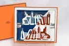 Hermes Belt motif Change tray blue red porcelain Ashtray plate wine dinnerware