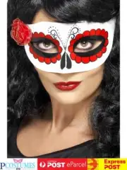 Mexican Day Of The Dead Eye Mask Senorita Sugar Skull Costume Accessory