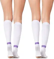 2 Pairs TED Hose Compression Stockings for Women Men Anti Embolism Knee High15-20 Mmhg Length Stocks with Inspect Toe Hole