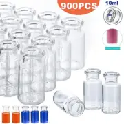 900PCS 10ml Sample Headspace Vials Clear Glass Bottle 20mm Crimp Top Flat Bottom