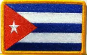 CUBA Flag Embroidered Patch W/ VELCRO® Brand fastener Military Gold Border