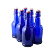 Swing Top Glass Bottles 16 Oz 6 Pack Blue for Home Brewing Flip Carbonated Water