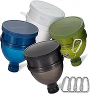Hydra Cup [4 Pack] - Protein Powder Funnel & Three Compartment Pill Storage, Supplement Container & Dispenser, Pair w/Shaker Bottle on The go for pre/Post Workout funnels
