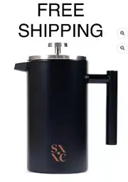 Stone & Clay Modern French Press - Black Stainless Steel Coffee Press
