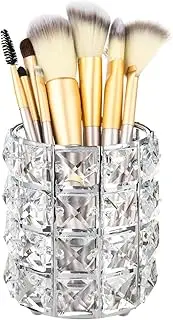 Feyarl Crystal Beads Makeup Brush Holder Pen Pencil Holder Storage Organizer Container (Silver)