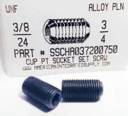 3/8-24x3/4 Hex Socket Set Screws Cup Point Alloy Steel (10)