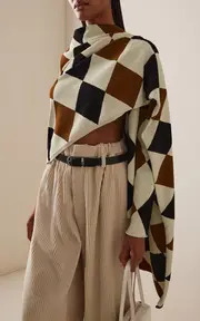 [Proenza Schouler] Vanne Argyle-Knit Velvet Top