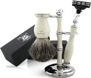 3 Piece Shaving Kit Cartridge Safety Razor Shaving Brush Shave Kit Holder Stand