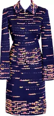 ST.JOHN Women's Navy Blue Pink Orange Yellow Metallic Jacket NWT Skirt Sz 2-4